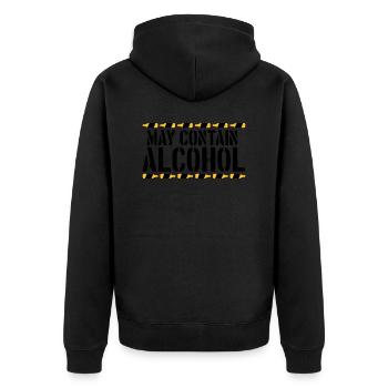 Saying May contain alcohol - Unisex Premium Organic Zip Hoodie - black - Back - Nico (187cm)