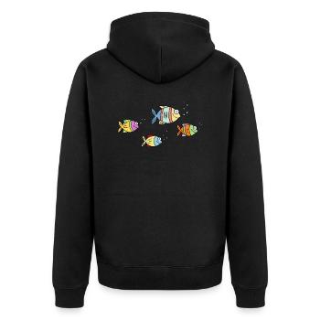 Poisson Cichlide Eau Mer Graffiti Dessin - Veste à capuche bio Premium Unisexe - noir - Dos - Nico (187cm)