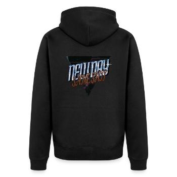 humor love happy awesome fun defensive statement - Unisex Premium Bio Zip Hoodie - Schwarz - Hinten - Nico (187cm)