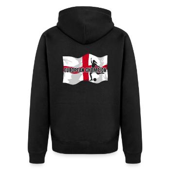 European Champion | Frauenfußball England Flagge - Unisex Premium Bio Zip Hoodie - Schwarz - Hinten - Nico (187cm)