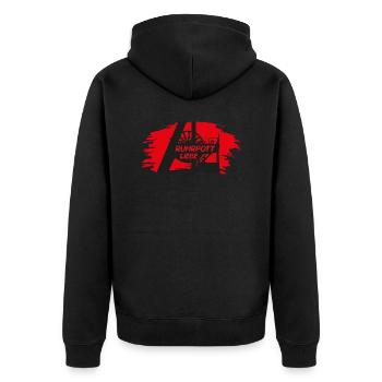 Ruhrpottliebe schlägt in meiner Brust - Unisex Premium Bio Zip Hoodie - Schwarz - Hinten - Nico (187cm)