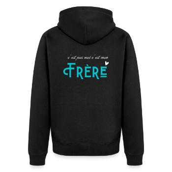 c'est pas moi c'est mon frère- shirt assortis sœur - Veste à capuche bio Premium Unisexe - noir - Dos - Nico (187cm)