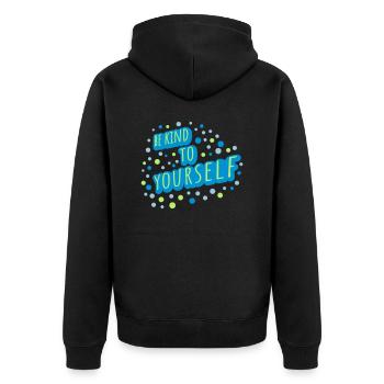 be kind to yourself - Unisex Premium Bio Zip Hoodie - Schwarz - Hinten - Nico (187cm)