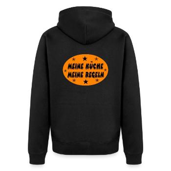 Küche - Unisex Premium Bio Zip Hoodie - Schwarz - Hinten - Nico (187cm)