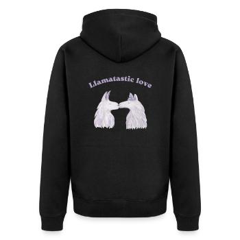 Valentine's Day Couples Love Couple Gift Lama Kiss - Unisex Premium Organic Zip Hoodie - black - Back - Nico (187cm)