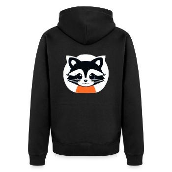 Raccoons Cute Cartoon Raccoon 5 - Unisex Premium Organic Zip Hoodie - black - Back - Nico (187cm)