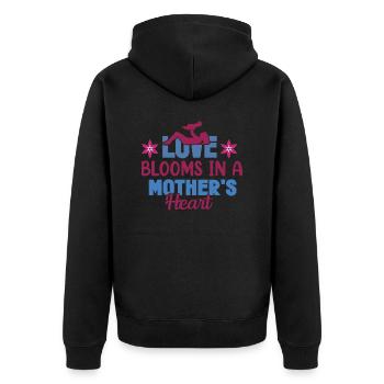 Love blooms in a Mothers heart - Unisex Premium Organic Zip Hoodie - black - Back - Nico (187cm)