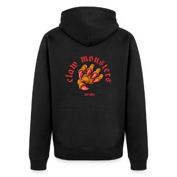 claw monsters - Unisex Premium Bio Zip Hoodie - Schwarz - Hinten - Nico (187cm)