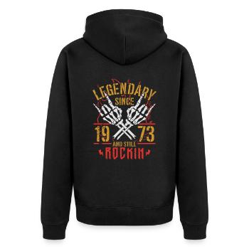 Legendär seit 1973 Jahrgang Geburtstag Geschenk - Unisex Premium Bio Zip Hoodie - Schwarz - Hinten - Nico (187cm)