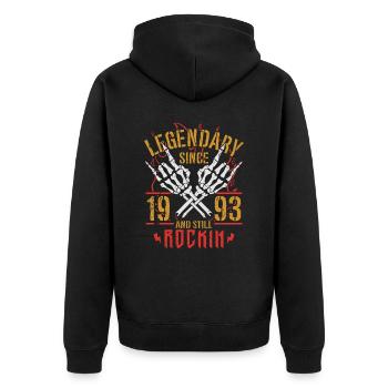 Legendary since 1993 Vintage Birthday Gift - Unisex Premium Organic Zip Hoodie - black - Back - Nico (187cm)