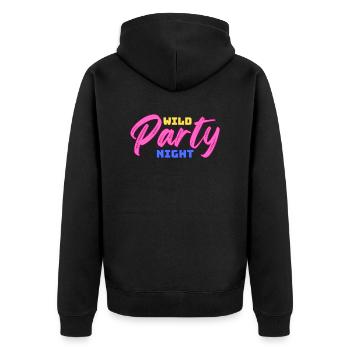 Wilde Partynacht - wilde Partynacht - Unisex Premium Bio Zip Hoodie - Schwarz - Hinten - Nico (187cm)