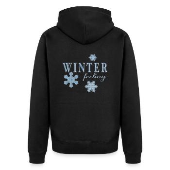 Winter Feeling - Unisex Premium Organic Zip Hoodie - black - Back - Nico (187cm)