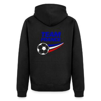 team france soccer - Unisex Premium Bio Zip Hoodie - Schwarz - Hinten - Nico (187cm)