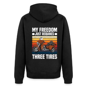 Trike Motorrad Motorradfahrer Triker Trikes Biker - Unisex Premium Bio Zip Hoodie - Schwarz - Hinten - Nico (187cm)