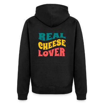 RealCheeseLover - Unisex Premium Organic Zip Hoodie - black - Back - Nico (187cm)