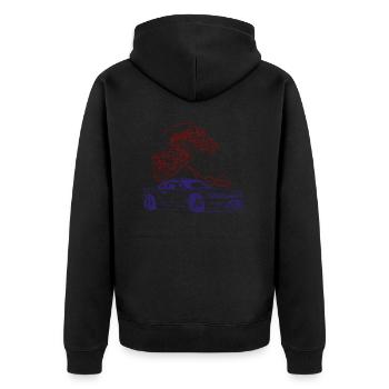 Wellen JDM Sonne S15 Silvia Japan Tuning Auto 90s - Unisex Premium Bio Zip Hoodie - Schwarz - Hinten - Nico (187cm)