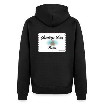 Souvenir postcard of Paris - Unisex Premium Organic Zip Hoodie - black - Back - Nico (187cm)