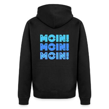 Moin Moin Moin - Unisex Premium Organic Zip Hoodie - black - Back - Nico (187cm)