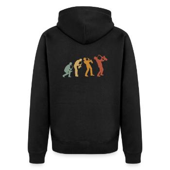 SAXOPHONE, SAXOPHONISTE RETRO ABSTRACT V NECKT SHIRT - Veste à capuche bio Premium Unisexe - noir - Dos - Nico (187cm)