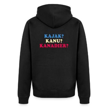 kajak kanu kanadier paddeln im Fluß - Unisex Premium Bio Zip Hoodie - Schwarz - Hinten - Nico (187cm)