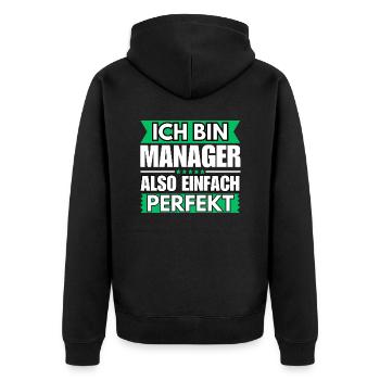 Einfach ein Perfekter Manager - Unisex Premium Bio Zip Hoodie - Schwarz - Hinten - Nico (187cm)