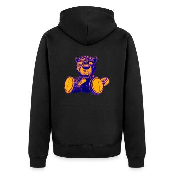 Creepy Teddy Yellow - Unisex Premium Bio Zip Hoodie - Schwarz - Hinten - Nico (187cm)