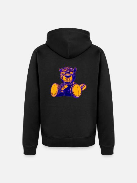Creepy Teddy Yellow - Unisex Premium Bio Zip Hoodie - Schwarz