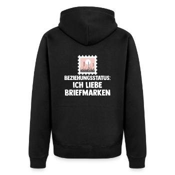 Philatelie Briefmarkensammlung Briefmarkensammler - Unisex Premium Bio Zip Hoodie - Schwarz - Hinten - Nico (187cm)