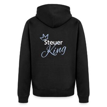 Steuer King - Unisex Premium Bio Zip Hoodie - Schwarz - Hinten - Nico (187cm)