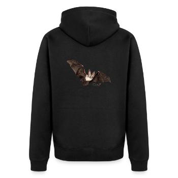 Mausohr, eine Fledermaus - Unisex Premium Bio Zip Hoodie - Schwarz - Hinten - Nico (187cm)