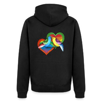 Oiseaux colorés - Veste à capuche bio Premium Unisexe - noir - Dos - Nico (187cm)