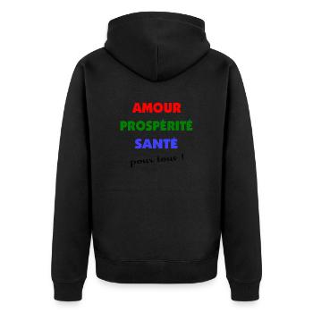 Amour, prospérité santé pour tous ! - Veste à capuche bio Premium Unisexe - noir - Dos - Nico (187cm)