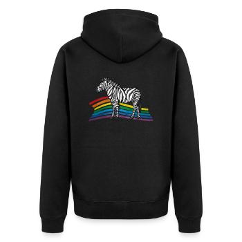 Zebra - Unisex Premium Bio Zip Hoodie - Schwarz - Hinten - Nico (187cm)