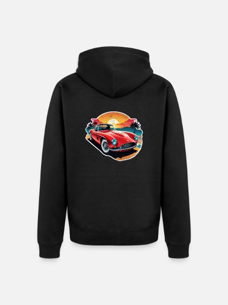Oldtimer Sonnenuntergang - Unisex Premium Bio Zip Hoodie - Schwarz