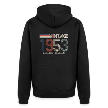 Vintage 1953 Cadeau Anniversaire - Millésime 1953 - Veste à capuche bio Premium Unisexe - noir - Dos - Nico (187cm)