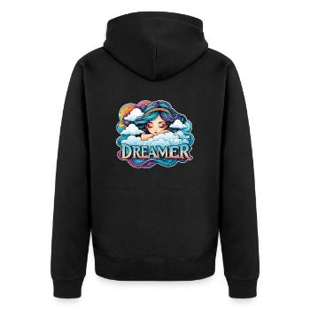 rêver - rêveur - rêveuse - rêve - rêverie - Veste à capuche bio Premium Unisexe - noir - Dos - Nico (187cm)