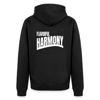 Unity in Diversity Indulging in Flavors - Unisex Premium Organic Zip Hoodie - black - Back - Nico (187cm)