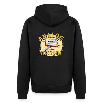 Analog Vibes Only - Music Lover Gift - Unisex Premium Organic Zip Hoodie - black - Back - Nico (187cm)