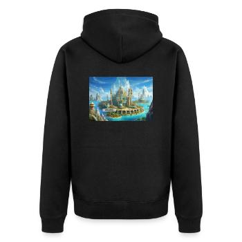 beautiful mythical places – Atlantis before doom - Unisex Premium Organic Zip Hoodie - black - Back - Nico (187cm)