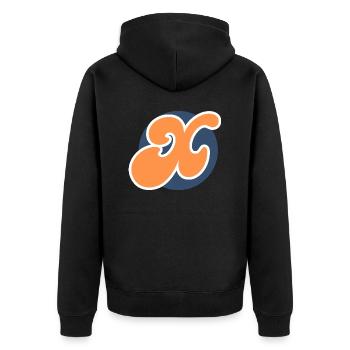 Buchstabe x orange Sport - Unisex Premium Bio Zip Hoodie - Schwarz - Hinten - Nico (187cm)