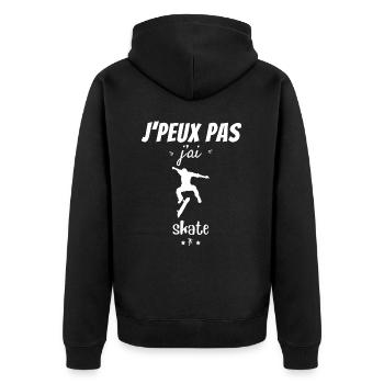 Ich kann nicht, ich bin Schlittschuh gelaufen - Unisex Premium Bio Zip Hoodie - Schwarz - Hinten - Nico (187cm)