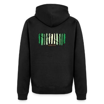 Waldbaden Wald shinrin yoku Waldgänger Waldbad - Unisex Premium Bio Zip Hoodie - Schwarz - Hinten - Nico (187cm)