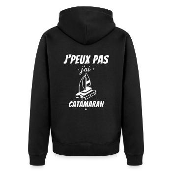 I can't I have Catamaran - Unisex Premium Organic Zip Hoodie - black - Back - Nico (187cm)