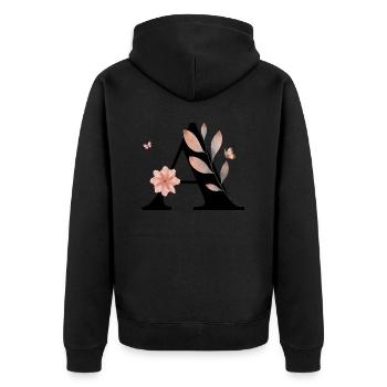 Wildblumen-Buchstaben-Aquarelle - Unisex Premium Bio Zip Hoodie - Schwarz - Hinten - Nico (187cm)