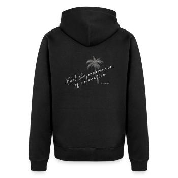 Experience - Unisex Premium Organic Zip Hoodie - black - Back - Nico (187cm)