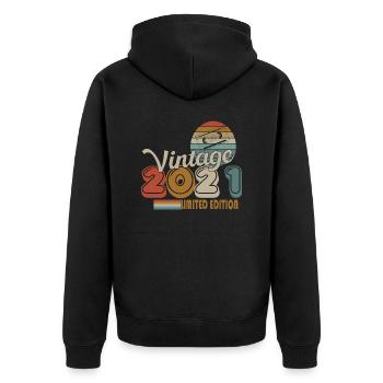 2021 - Unisex Premium Bio Zip Hoodie - Schwarz - Hinten - Nico (187cm)