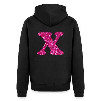 Glitter Pink x Letter x - Unisex Premium Organic Zip Hoodie - black - Back - Nico (187cm)