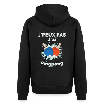 I can't I have pingpong - Unisex Premium Organic Zip Hoodie - black - Back - Nico (187cm)