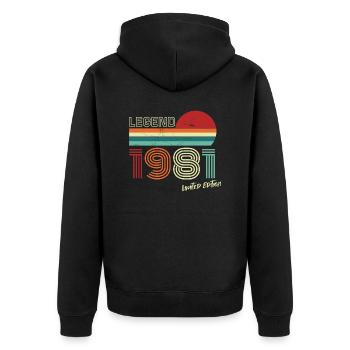 Légende 1981 Anniversaire Chemise Cadeau Anniversaire - Veste à capuche bio Premium Unisexe - noir - Dos - Nico (187cm)