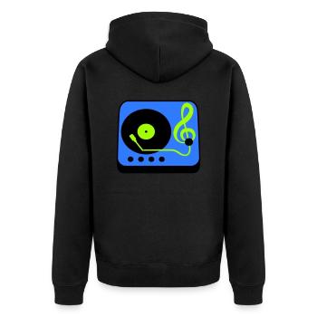 Music clef note mixer party vinyl - Unisex Premium Organic Zip Hoodie - black - Back - Nico (187cm)